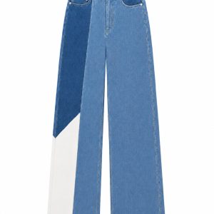 Patched denim pants