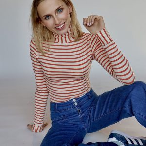 Colette turtleneck coral stripe