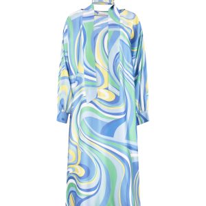 Wave long-sleeved dress