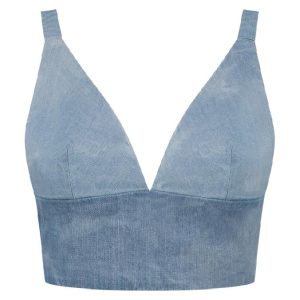 Two-tone denim crop top